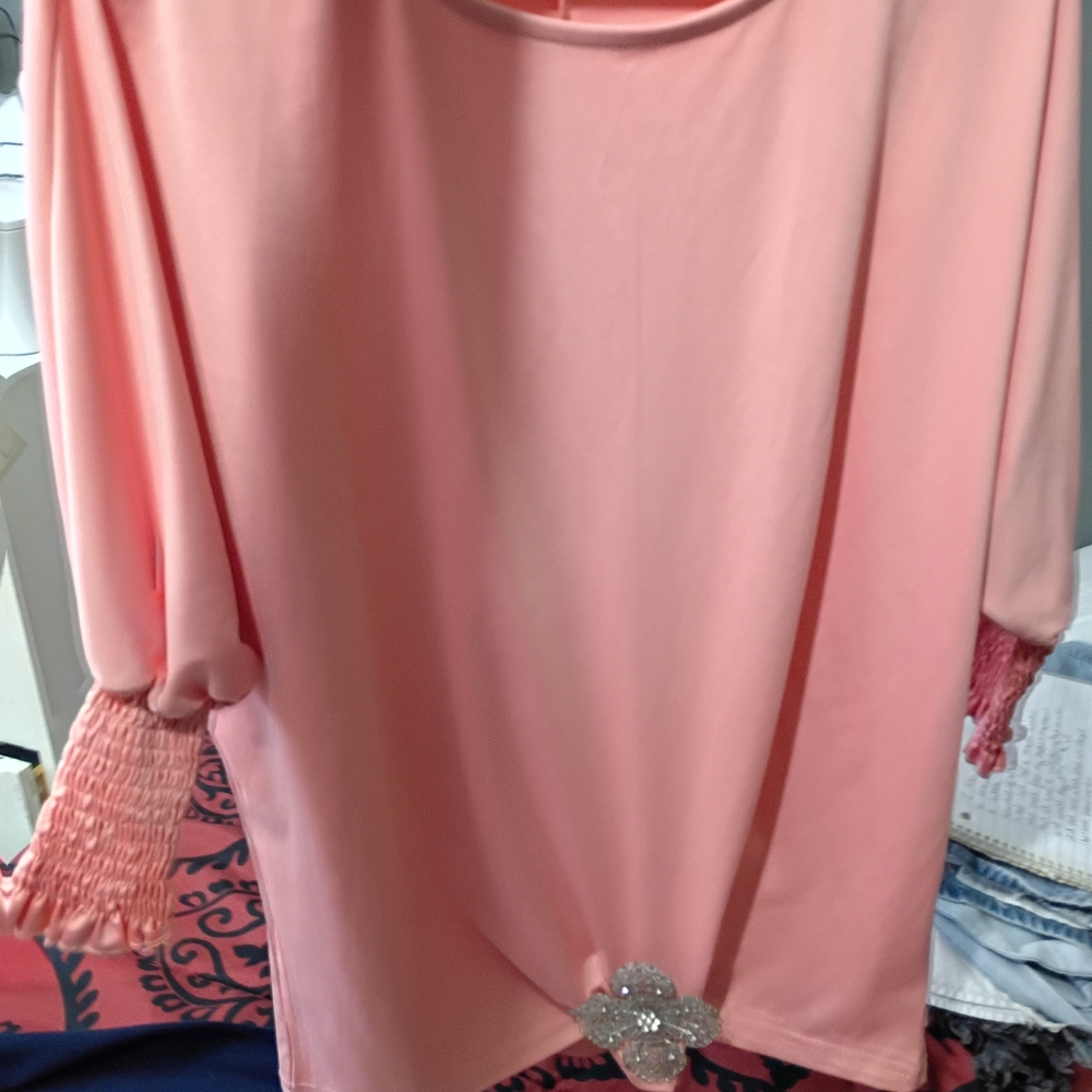 Chic Pink Blouse with Floral Detail